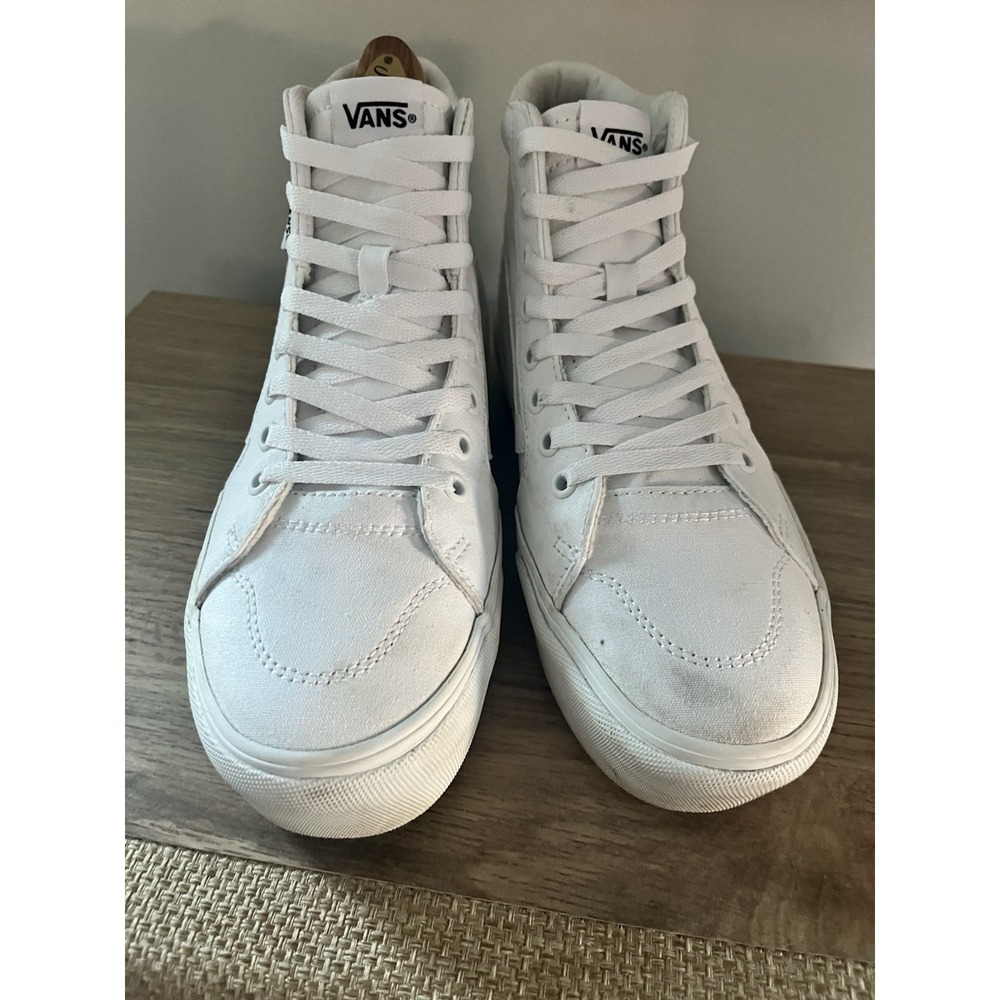 Vans Sk8-Hi High Top Women 8.5 True White Canvas Sneakers Shoes W2